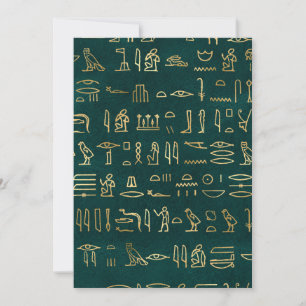 Invitation Typographie hiéroglyphes égyptiens dorés Egypte