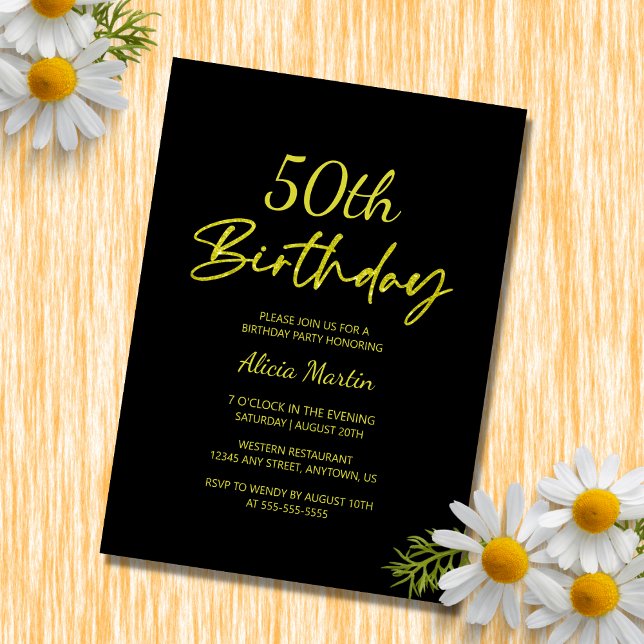 Invitation Typographie jaune moderne et minimale Anniversaire (Créateur téléchargé)