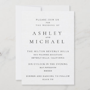 Invitation TYPOGRAPHIE LUXE ÉLÉGANTE Mariage noir et blanc
