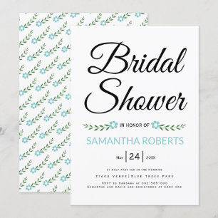 Invitation Typographie manuscrite aqua mariage de douche nupt