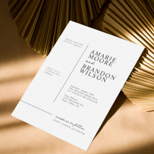 Invitation Typographie minimale Mariage noir et blanc