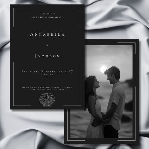Invitation Typographie minimale Mariage photo Black White She