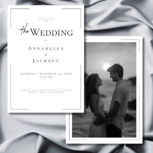 Invitation Typographie minimale Mariage photo noir et blanc