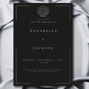 Invitation Typographie minimale Mariage Shell noir et blanc