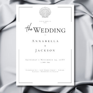 Invitation Typographie minimale Mariage Shell noir et blanc