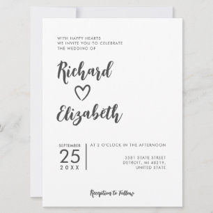 Invitation Typographie minimale Nettoyer le Mariage moderne