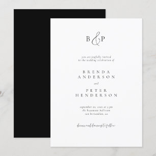 Invitation Typographie minimaliste classique Mariage noir et 