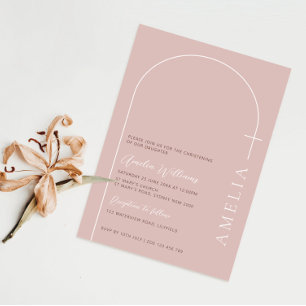 Invitation Typographie minimaliste croiser rose arche rose ba