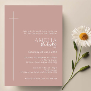 Invitation Typographie minimaliste croiser rose arche rose ba