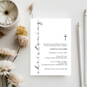 Invitation Typographie minimaliste du Christening Script