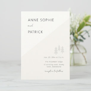 Invitation Typographie minimaliste Forêt d'hiver Mariage phot