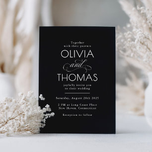 Invitation Typographie minimaliste moderne chic Mariage noir