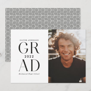 Invitation Typographie minimaliste moderne photo graduation n