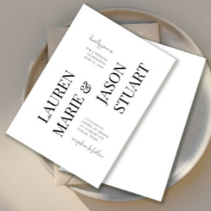 Invitation Typographie minimaliste simple Mariage noir