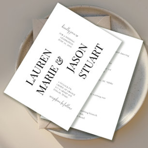 Invitation Typographie minimaliste simple Mariage noir