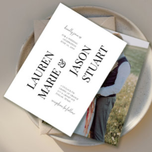 Invitation Typographie minimaliste simple Photo Mariage noir