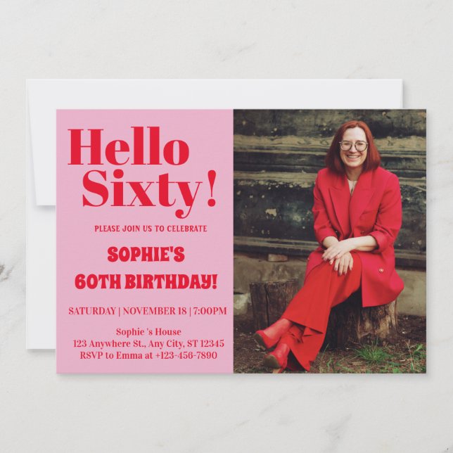Invitation Typographie moderne 60e anniversaire fête de la ph (Devant)