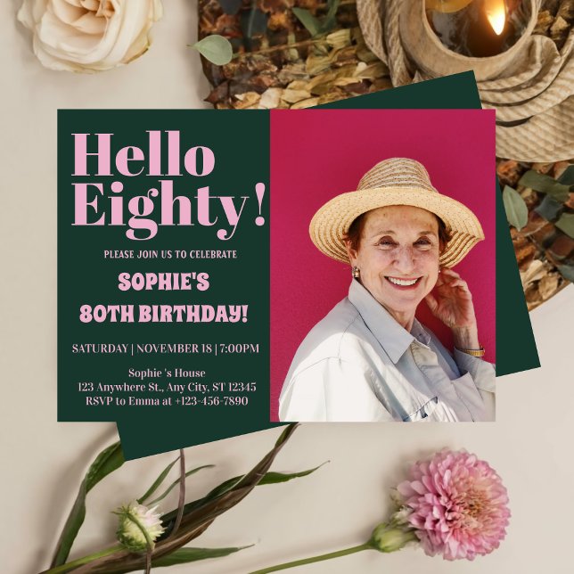 Invitation Typographie moderne 80e anniversaire fête de la ph (Créateur téléchargé)