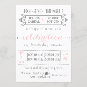 Invitation Typographie moderne avec mariage de hashtag Instag