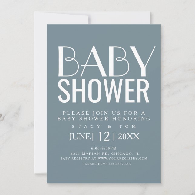 Invitation Typographie moderne Baby shower Plante simple en c (Devant)