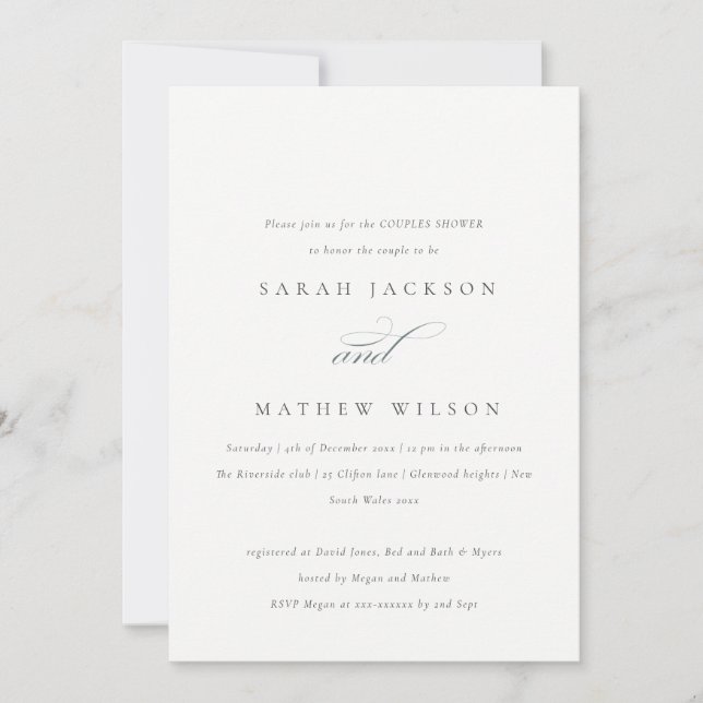 Invitation Typographie moderne Blush Paisley Couples Douche (Devant)