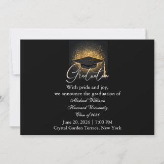Invitation Typographie Moderne Casquette Noire Monochrome Rem
