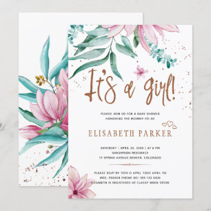 Invitation Typographie moderne c'est un baby shower floral fi