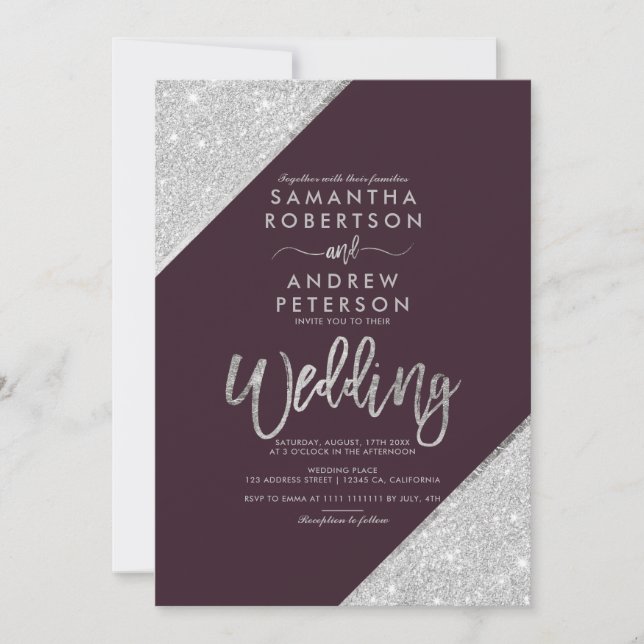 Invitation Typographie moderne de la parties scintillant arge (Devant)