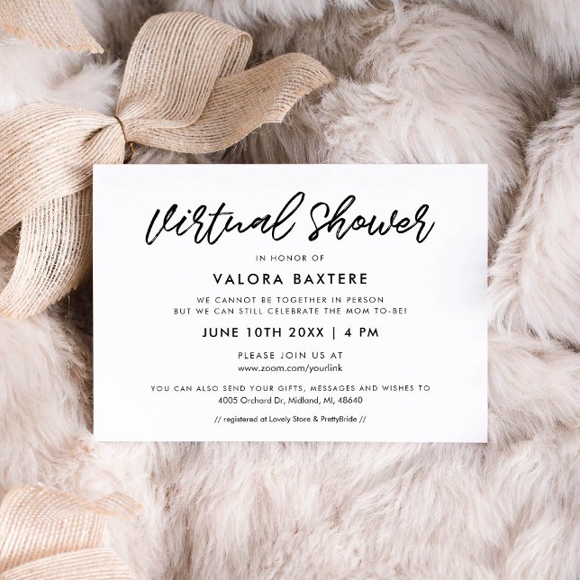 Invitation Typographie moderne Douche nuptiale virtuelle (Créateur téléchargé)