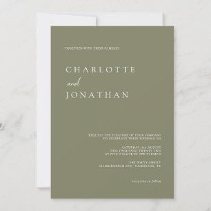 Invitation Typographie moderne élégante Mariage vert olive