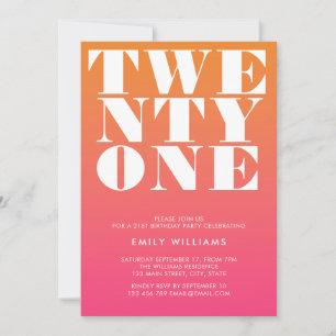 Invitation Typographie moderne élégante rose orange gras