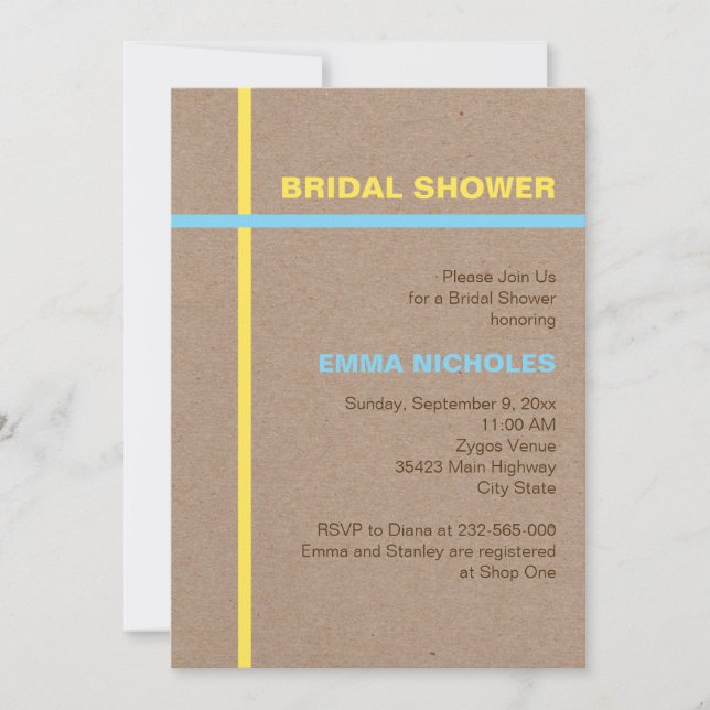 Invitation Typographie moderne et rayures douches nuptiales r (Devant)