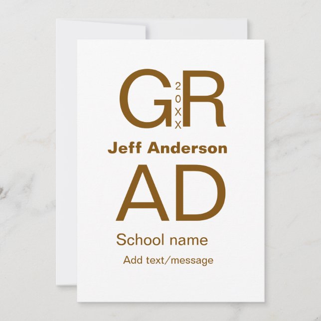 Invitation Typographie moderne graduation simple minimum c (Devant)