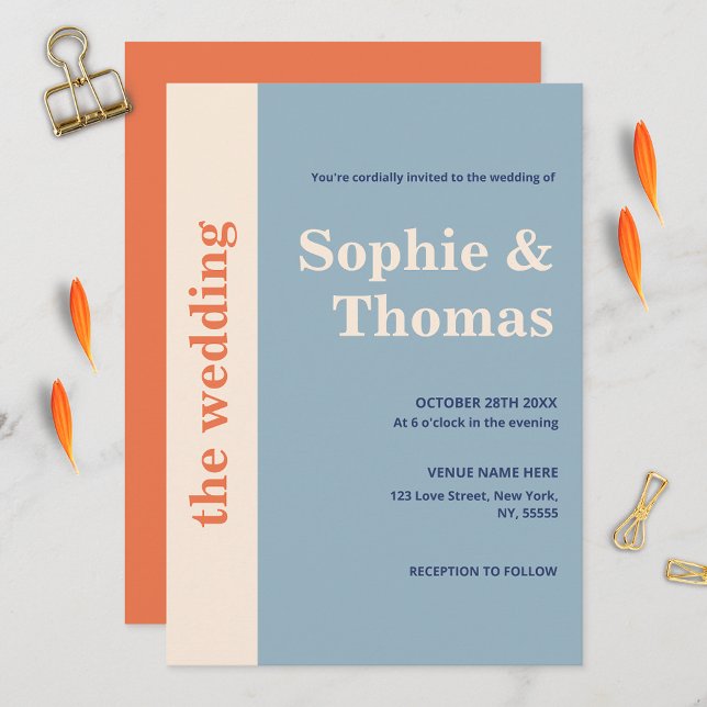 Invitation Typographie moderne Gras Mariage Dusty Blue Aprico (Créateur téléchargé)