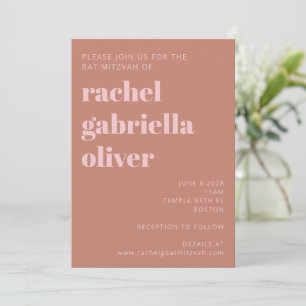 Invitation Typographie moderne Gras Terracotta Bat mitzvah ro