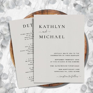 Invitation Typographie moderne gris en un simple Mariage