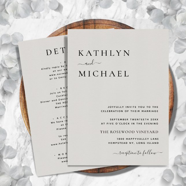 Invitation Typographie moderne gris en un simple Mariage (Créateur téléchargé)