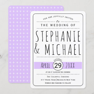 Invitation Typographie moderne lavande mariage arrondi