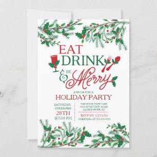 Invitation Typographie moderne Mangez Boire et Soyez Joyeux