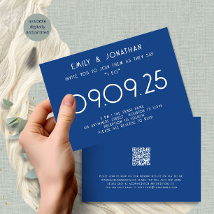 Invitation Typographie moderne Mariage bleu