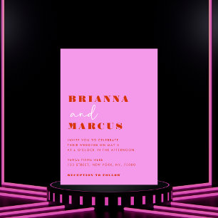 Invitation Typographie moderne rose et rouge gras Mariage de 