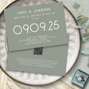 Invitation Typographie moderne Sage Mariage vert