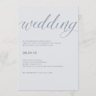 Invitation Typographie moderne simple Mariage bleu Dusty