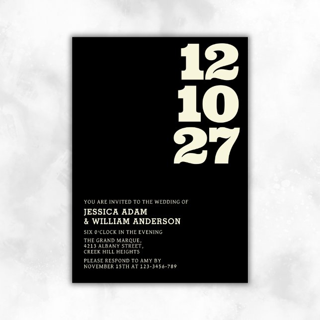 Invitation Typographie moderne sophistiquée en noir blanc (Créateur téléchargé)