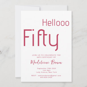 Invitation Typographie moderne tendance Magenta 50e anniversa