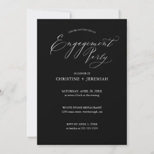 Invitation Typographie noir blanc de la partie d'engagement