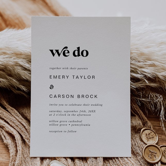 Invitation Typographie noire moderne Nous faisons Mariage (Créateur téléchargé)