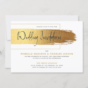Invitation Typographie noire or moderne brushstroke