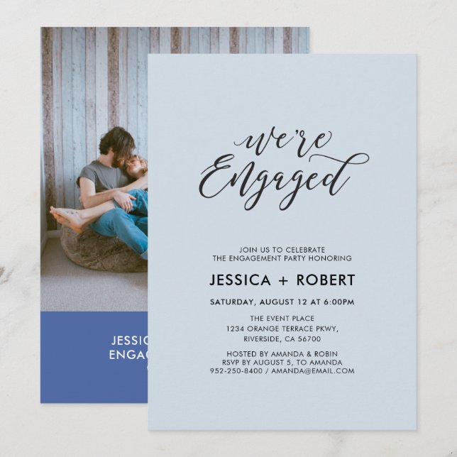Invitation Typographie "Nous sommes engagés" Photo Engagement (Devant / Derrière)