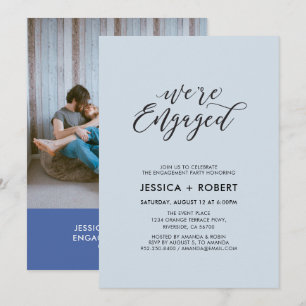 Invitation Typographie "Nous sommes fiancés" Photo Fête de fi